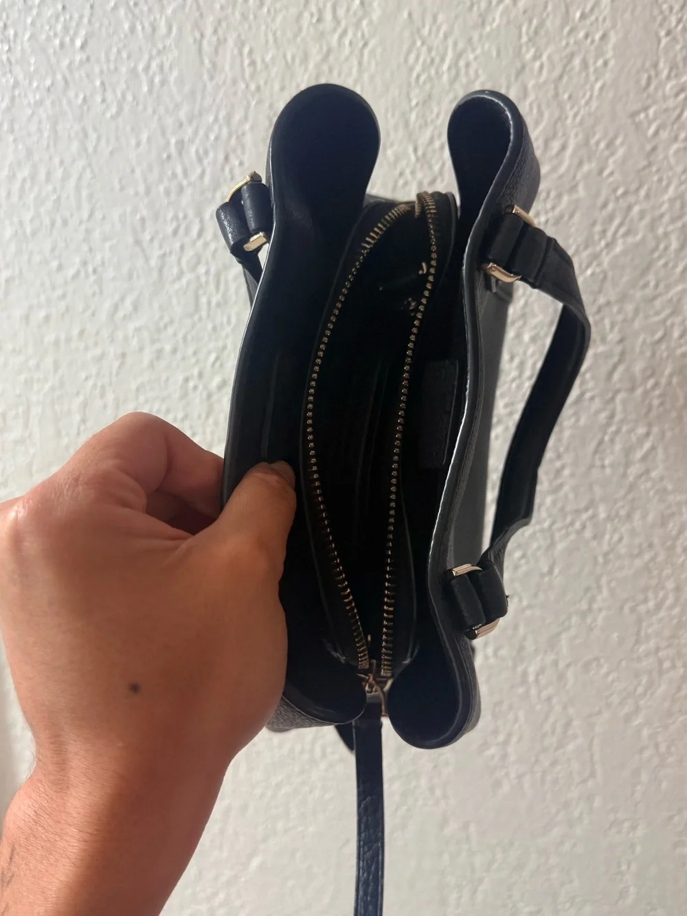 kate spade MINI Black Pebble Leather Satchel with Gold Accents